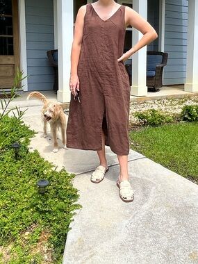 Handmade Sleeveless Midi Dress in Rich Brown